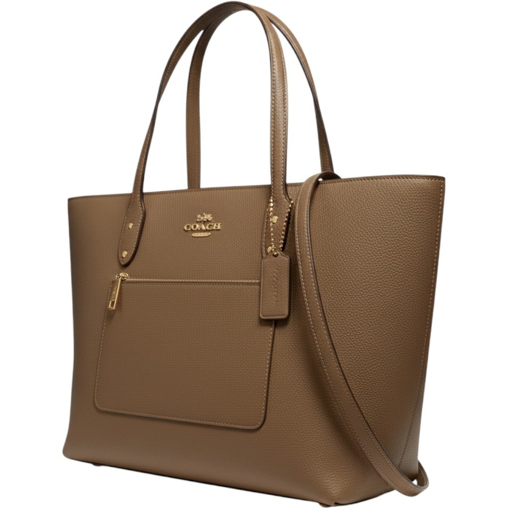 Coach Gallery Tote and Wallet Set Brown Taupe Pebbled Leather F2578-CCD71
